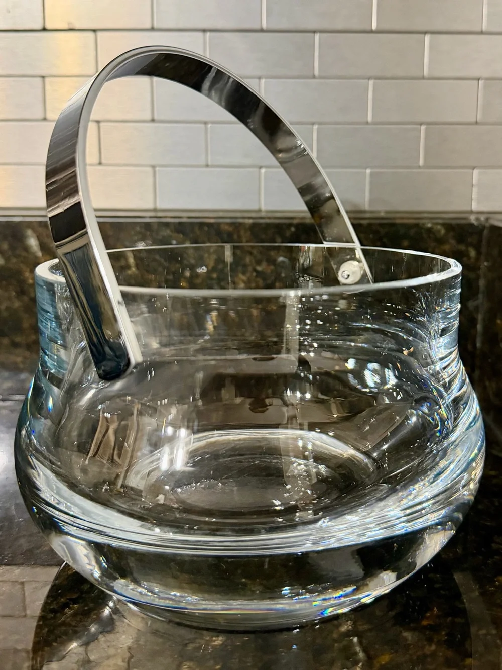 Vintage Boda Sweden Glass Ice Bucket Silver Handle | MCM Vintage Barware
